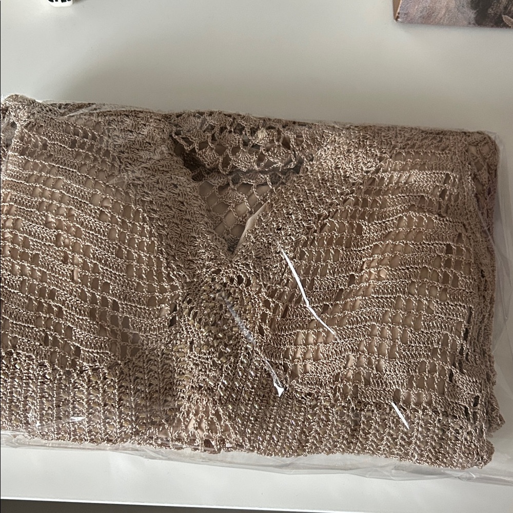 Le Chateau Sleeveless Crochet Midi Dress in Beige- Size S - Picture 10 of 10